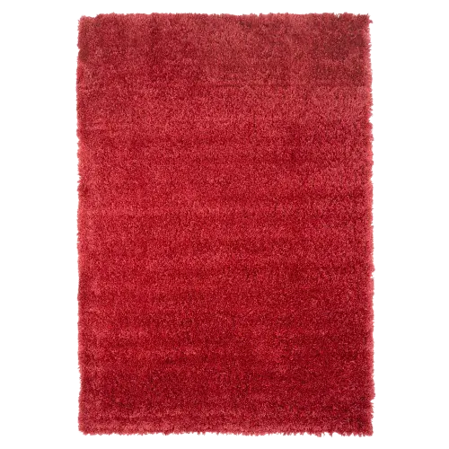Wine red shaggy rug.